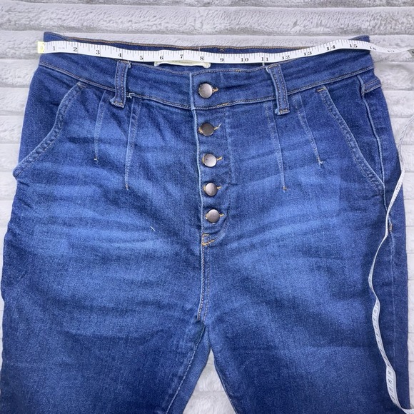 Anthropologie Pilcro Sz 32 High‎ Rise Button Fly STRETCH Skinny Blue Jeans 32x26 - Picture 6 of 13